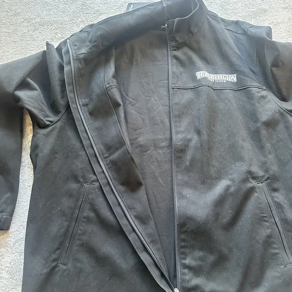 NWT True Religion Jacket Mens L Black Zip Up‎ Buddha Back Logo Streetwear Y2K